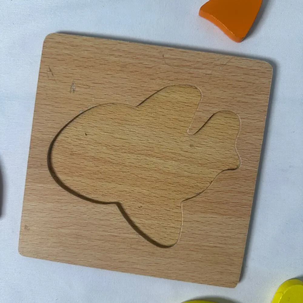 Vintage Airplane Color Block Small Chunky Wooden Puzzle